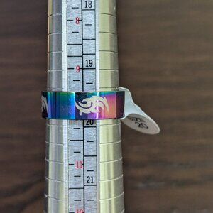 Stainless Steel Ring Band Rainbow Etched Pattern Size 10 Abstract Etched Pattern